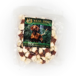 REAL DOG SNACKS Kaulas su mazgais, apsuktas triušiena 500g