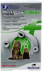 PestiGon Combo 50 mg / 60 mg, užlašinamasis tirpalas katėms ir šeškams  3 pipetės
