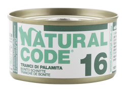 NATURAL CODE 16 pelamido žuvies konservai katėms, 85 g
