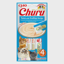 Churu kreminis skanėstas katėms su tunu ir šukutėmis, 4vnt