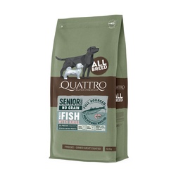 Quattro Senior All Breed Fish begrūdis sausas maistas šunims 3kg