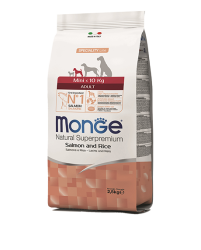 Monge Mini Adult su lašiša ir ryžiais 2,5kg Monge Mini Adult su lašiša ir ryžiais 2,5kg