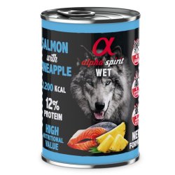 ALPHA SPIRIT WET konservas su lašiša ir ananasais 400g