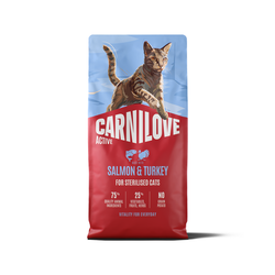 CARNILOVE ACTIVE Cat Salmon & Turkey Sterilised sausas pašaras katėms 6 kg CARNILOVE ACTIVE Cat Salmon & Turkey Sterilised sausas pašaras katėms 6 kg