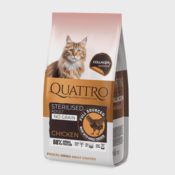 Quattro Sterilised Chicken Collagen sausas maistas katėms, papildytas kolagenu 1,5kg
