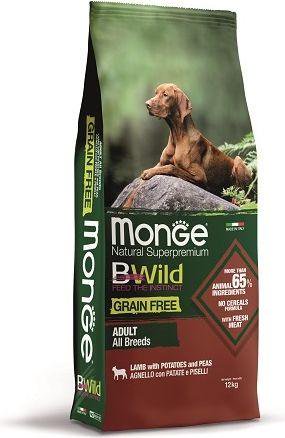 Monge Dry Dog BWILD Grain Free - All Breeds Adult Lamb Potatoes Peas 12 kg