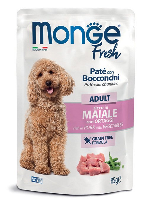Monge Fresh - Pouches Dog Adult Pork/Vegetables 85g