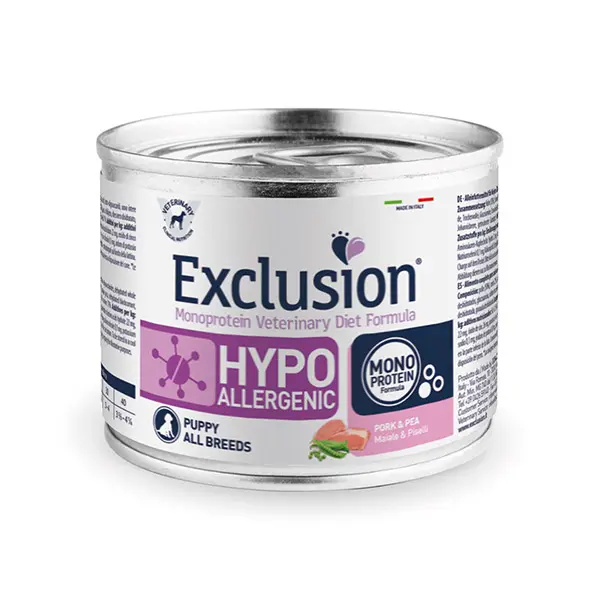 Exclusion diet hypo konservai šuniukams, su kiauliena ir žirniais, 200g