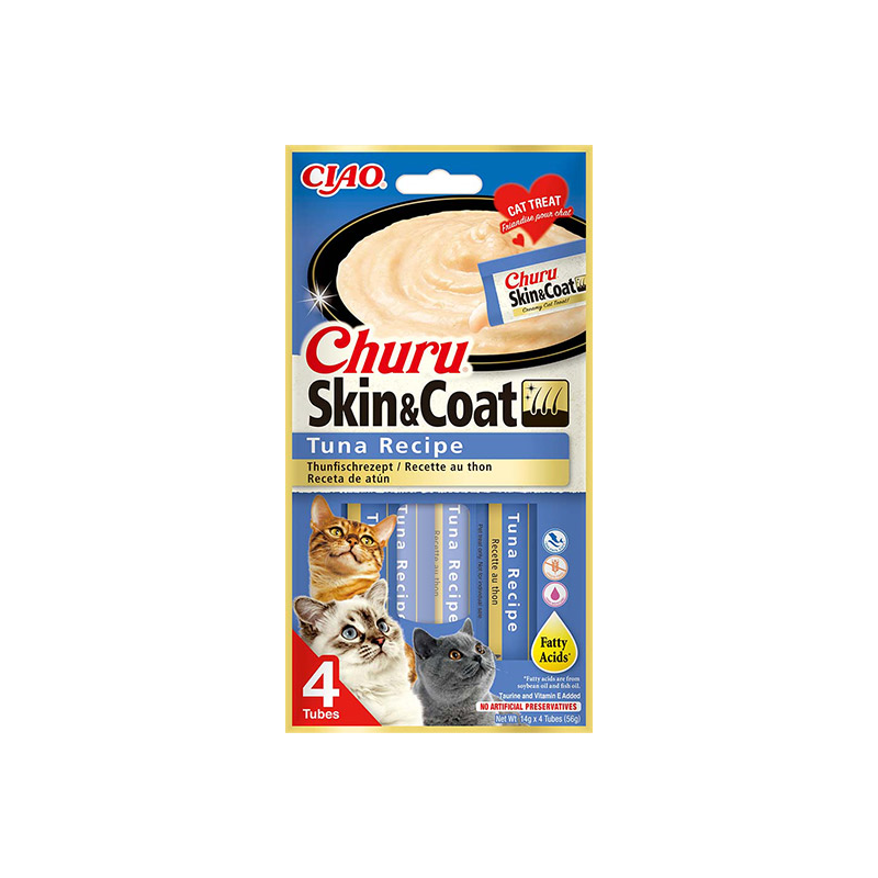 Churu Skin+Coat kreminis skanėstas katėms su tunu, 4vnt