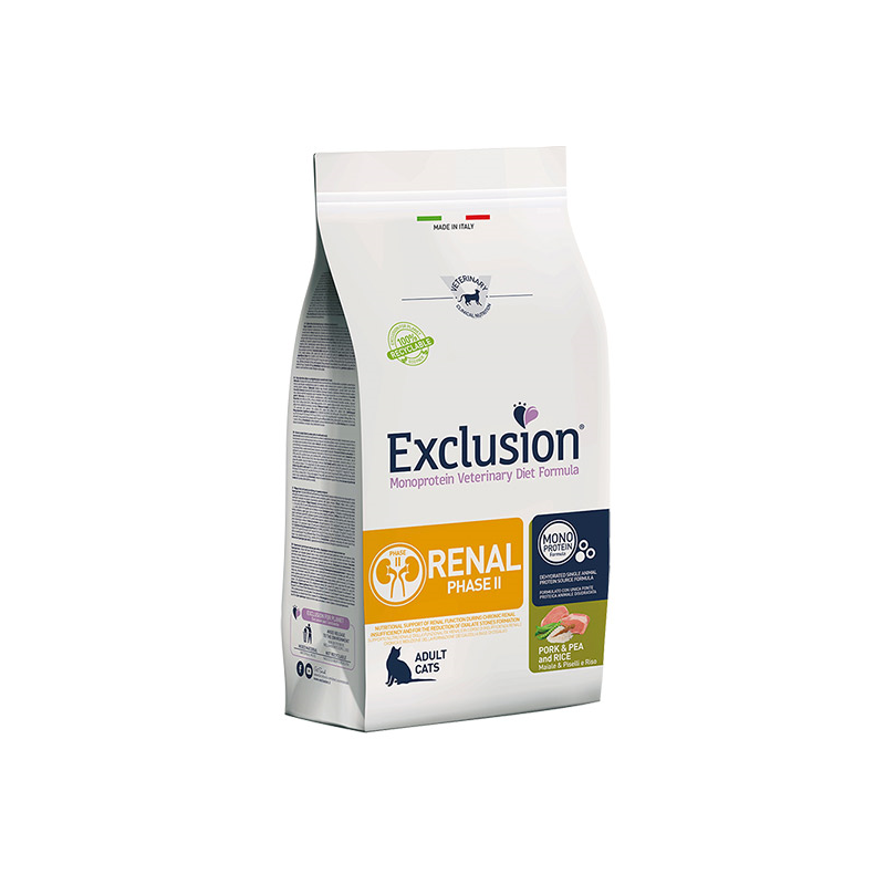 Exclusion Renal Diet Phase II sausas maistas katėms su kiauliena, žirniais ir ryžiais 1,5kg