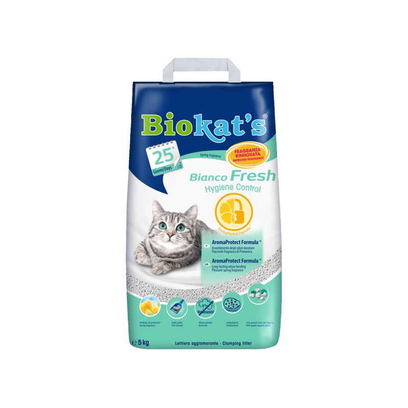 Biokats Bianco Fresh Hygienie Control sušokantis kačių kraikas 10kg