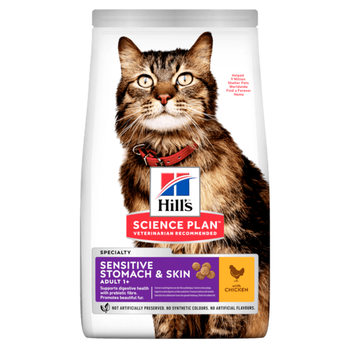 Kačių maistas Hills Feline Adult Sensitive Stomach and Skin 1,5kg.