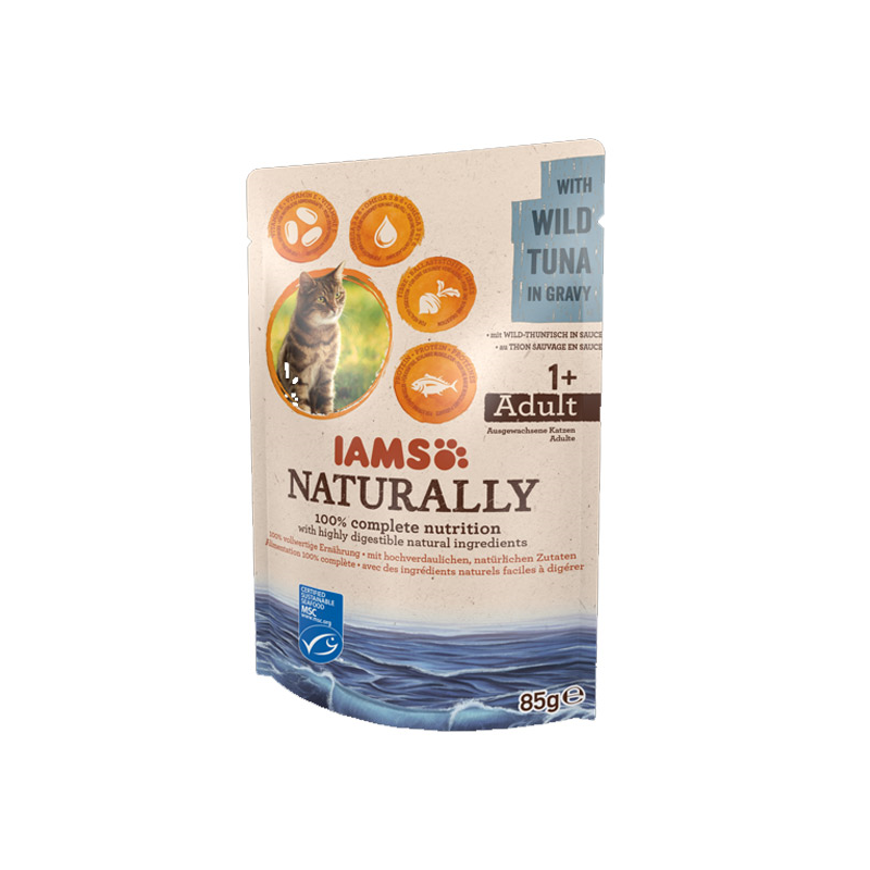 IAMS guliašai naturally Wild Tuna 85gr