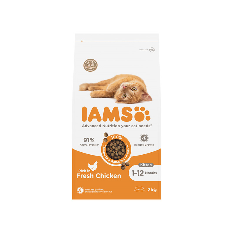 IAMS kitten sausas maistas kačiukams su vištiena 10kg
