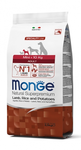 Monge Mini Adult su ėriena, ryžiais ir bulvėmis 2,5kg