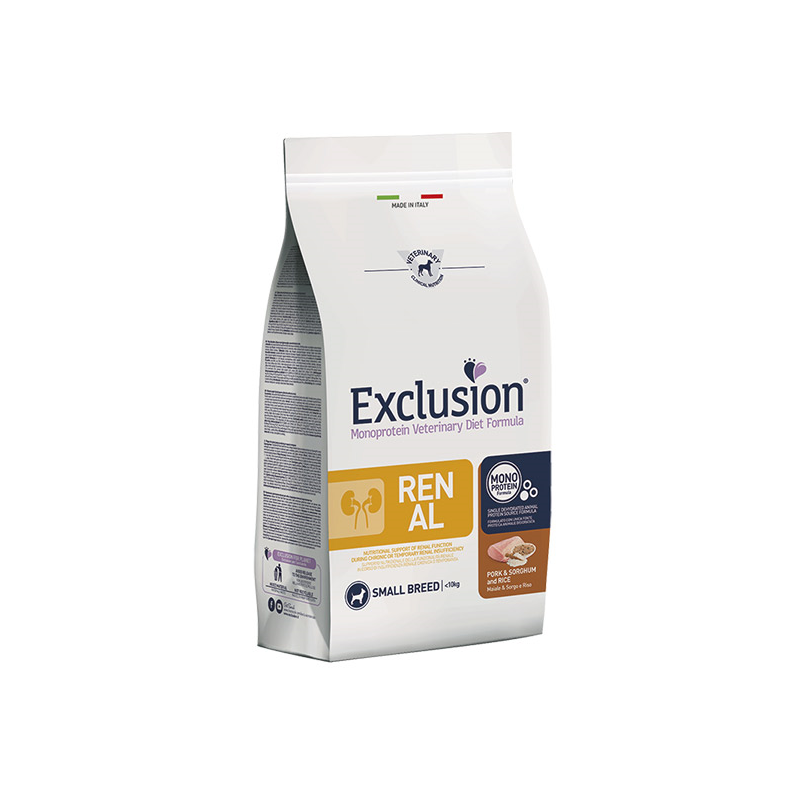 Exclusion Renal mažų veislių šunims su kiauliena ir ryžiais, 2 kg