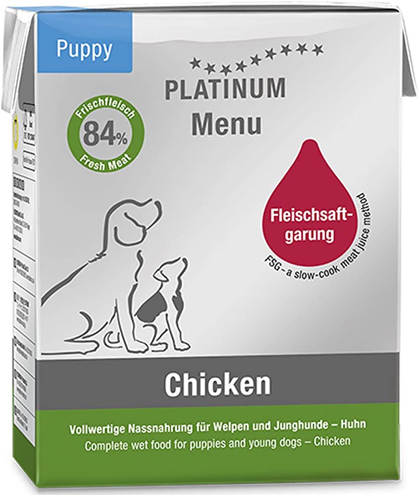 Platinum Menu Puppy Chicken begrūdis paštetas 375g