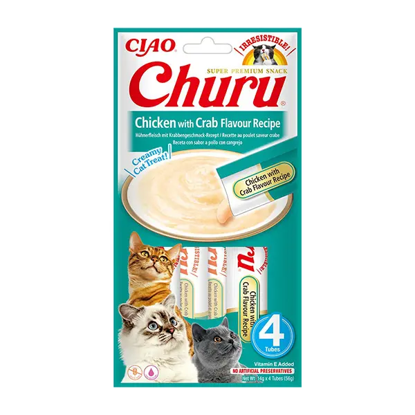 Churu kreminis skanėstas katėms su vištiena ir krabu, 56g N4