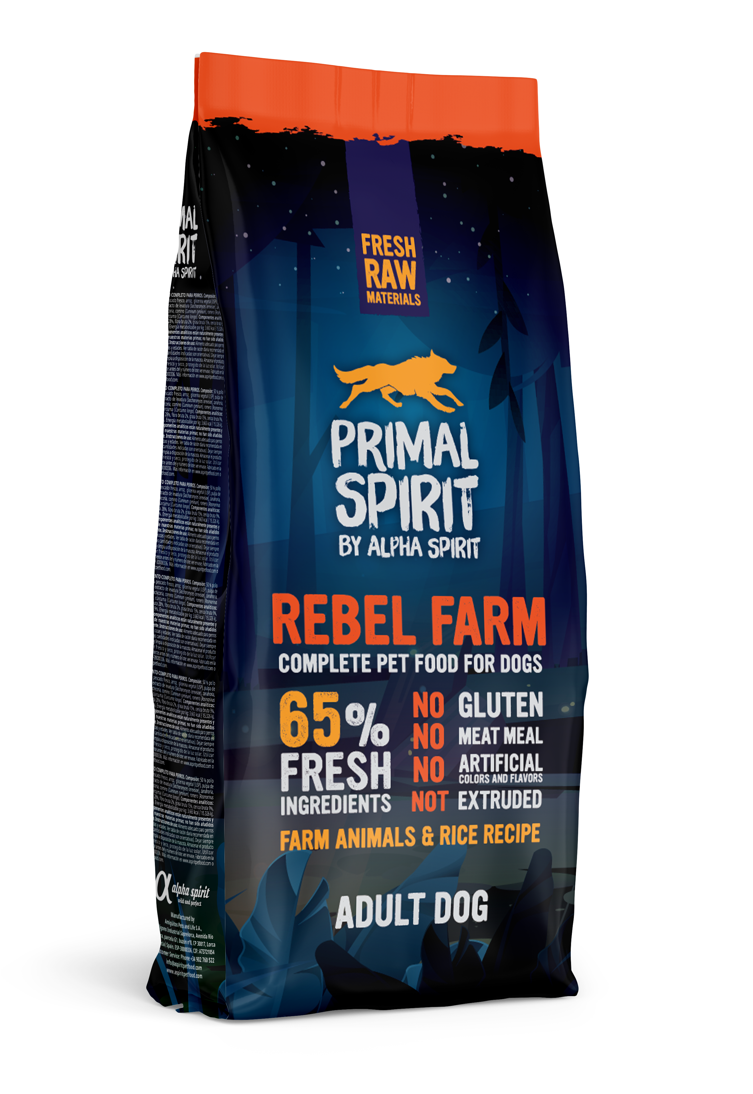 PRIMAL SPIRIT Rebel Farm Adult Dog drėgnas pašaras šunims 12kg