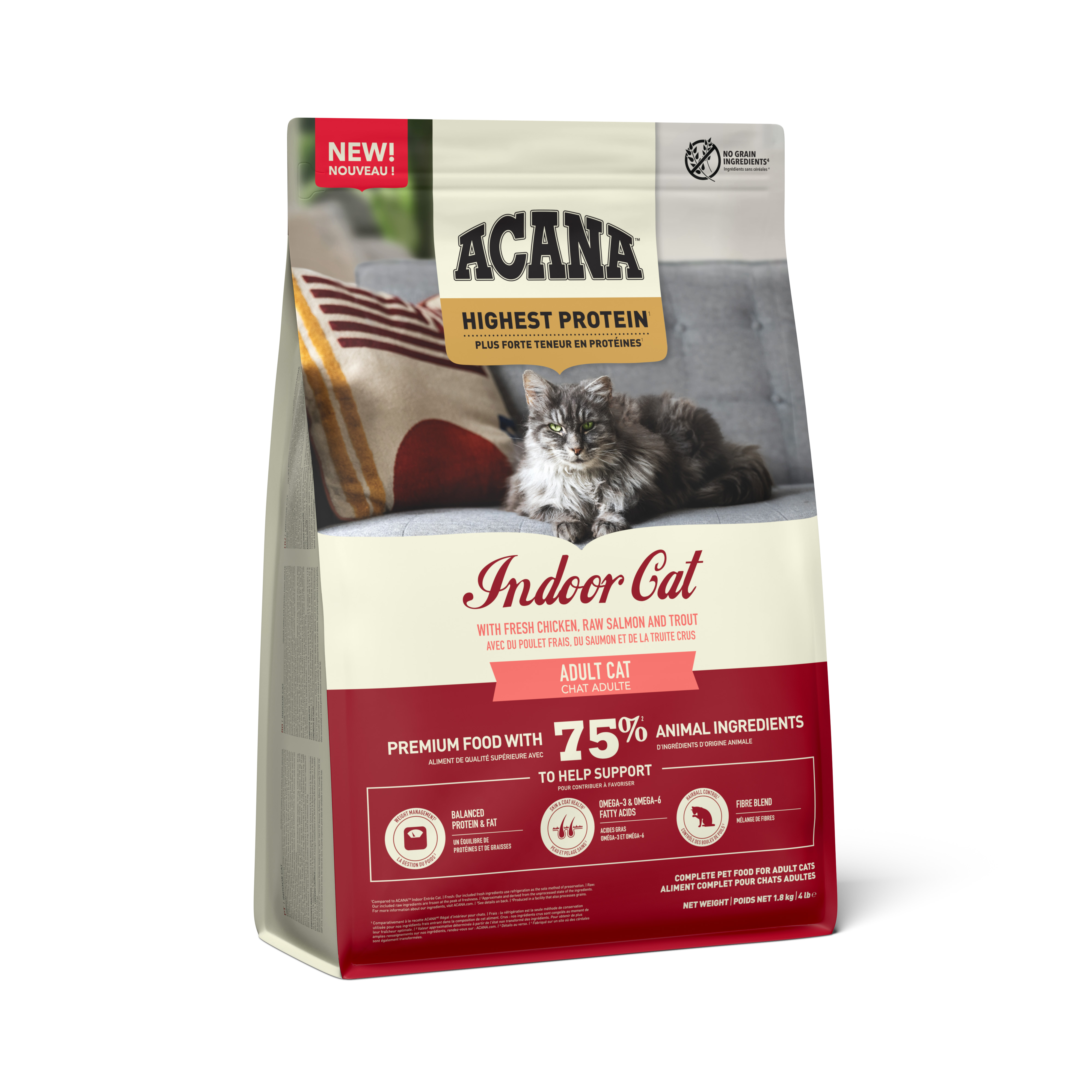 Acana Highest Protein Indoor Cat sausas maistas katėms 4,5kg