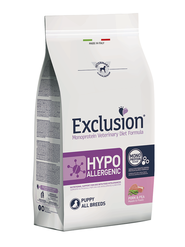 Exclusion Hypoallergenic puppy kiauliena su žirniai 2kg