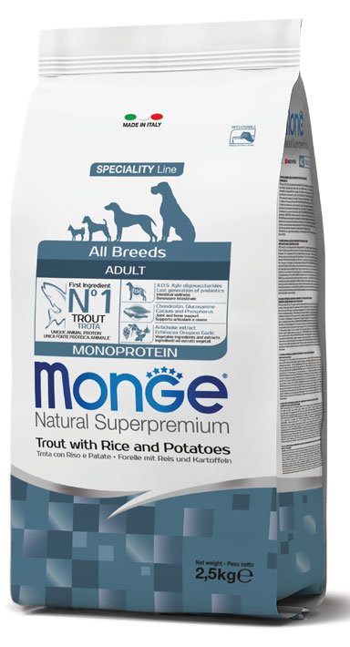 Monge All Breeds Adult Monoprotein upėtakis ryžiAi bulvės 12kg