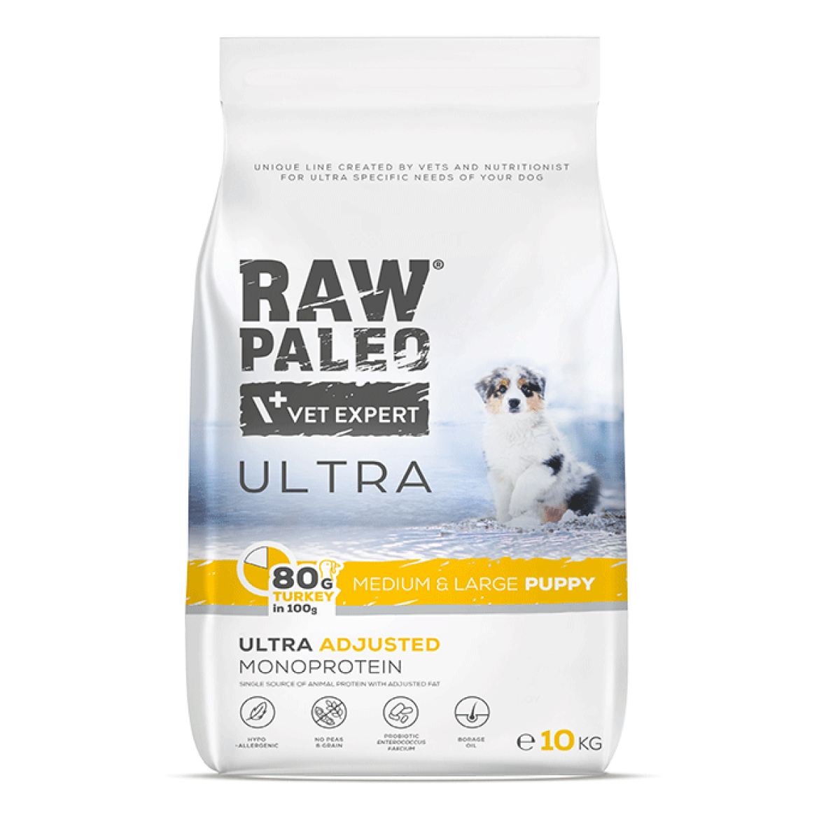 Raw Paleo Ultra puppy medium&large šuniukams su kalakutiena 2kg