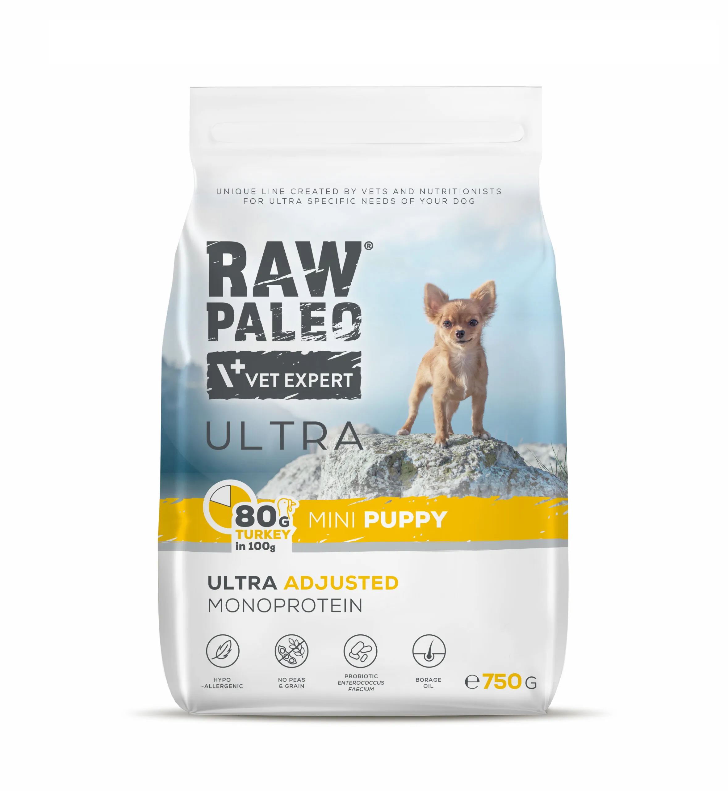 Raw Paleo Ultra puppy mini maistas šuniukams su kalakutiena, 8kg