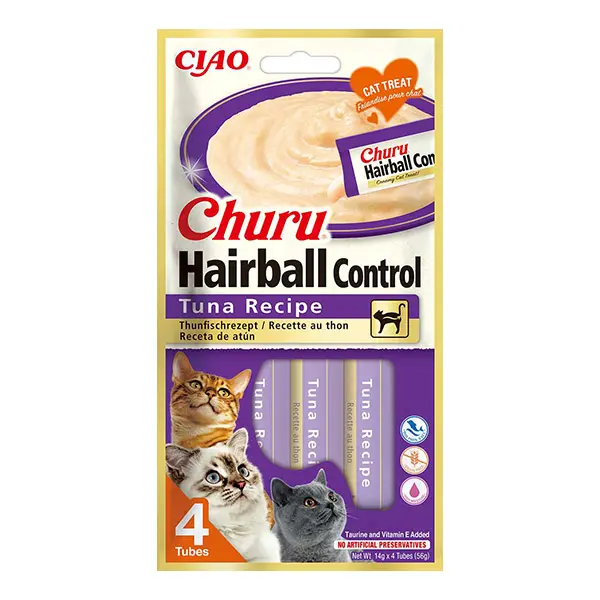Churu Hairball kreminis skanėstas katėms su tunu, 4vnt