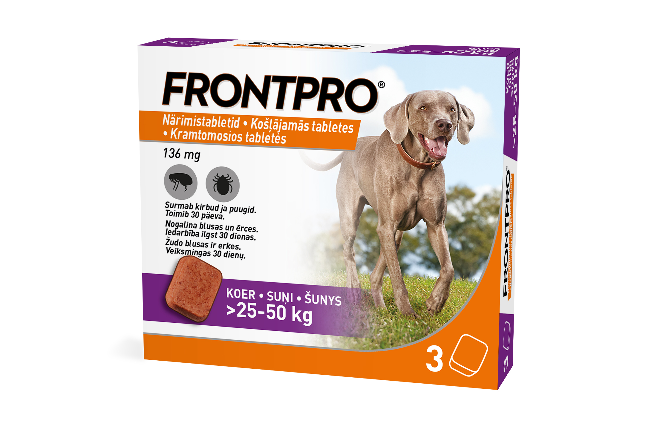 FRONTPRO XL 136 mg kramtomosios tabl. šunims 25–50kg N3