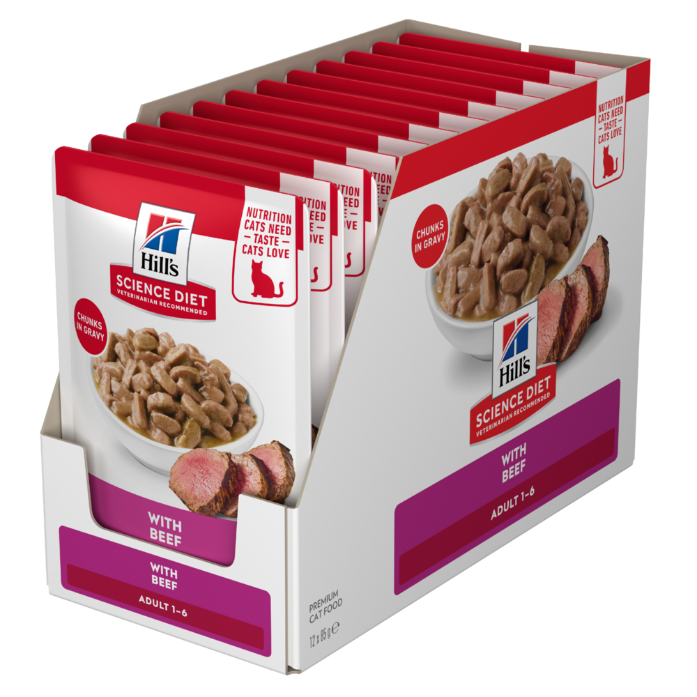 Hills Feline Adult Beef Pouch 12x85g