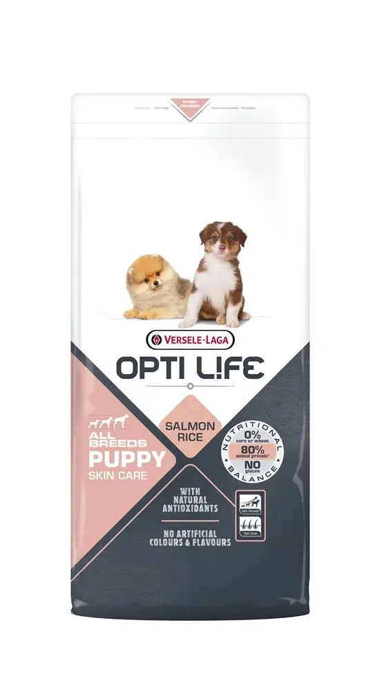 Opti Life Puppy Sensitive su lašiša ir ryžiais 12,5kg