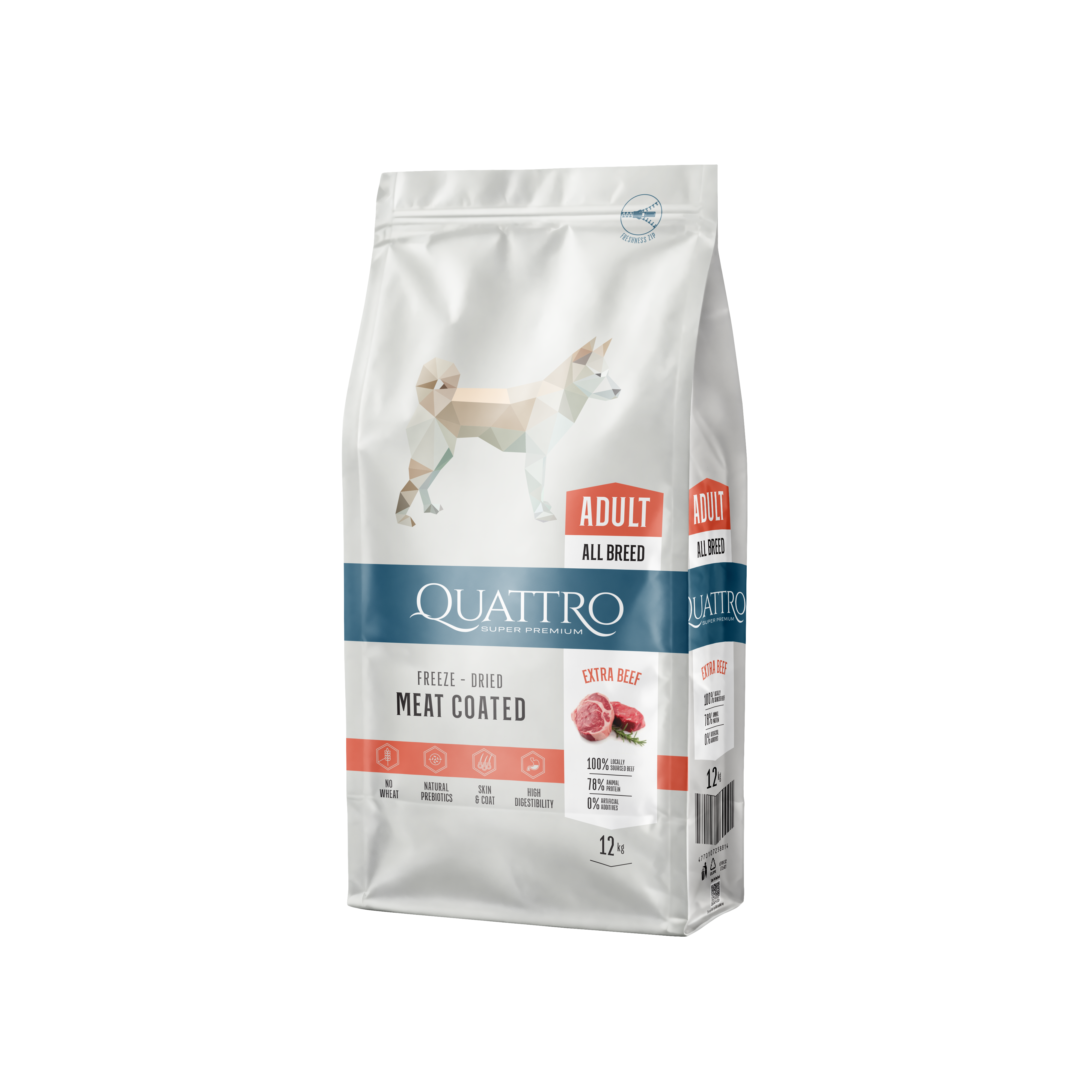 QUATTRO Super Premium all breed with Extra Beef, Adult, 12kg