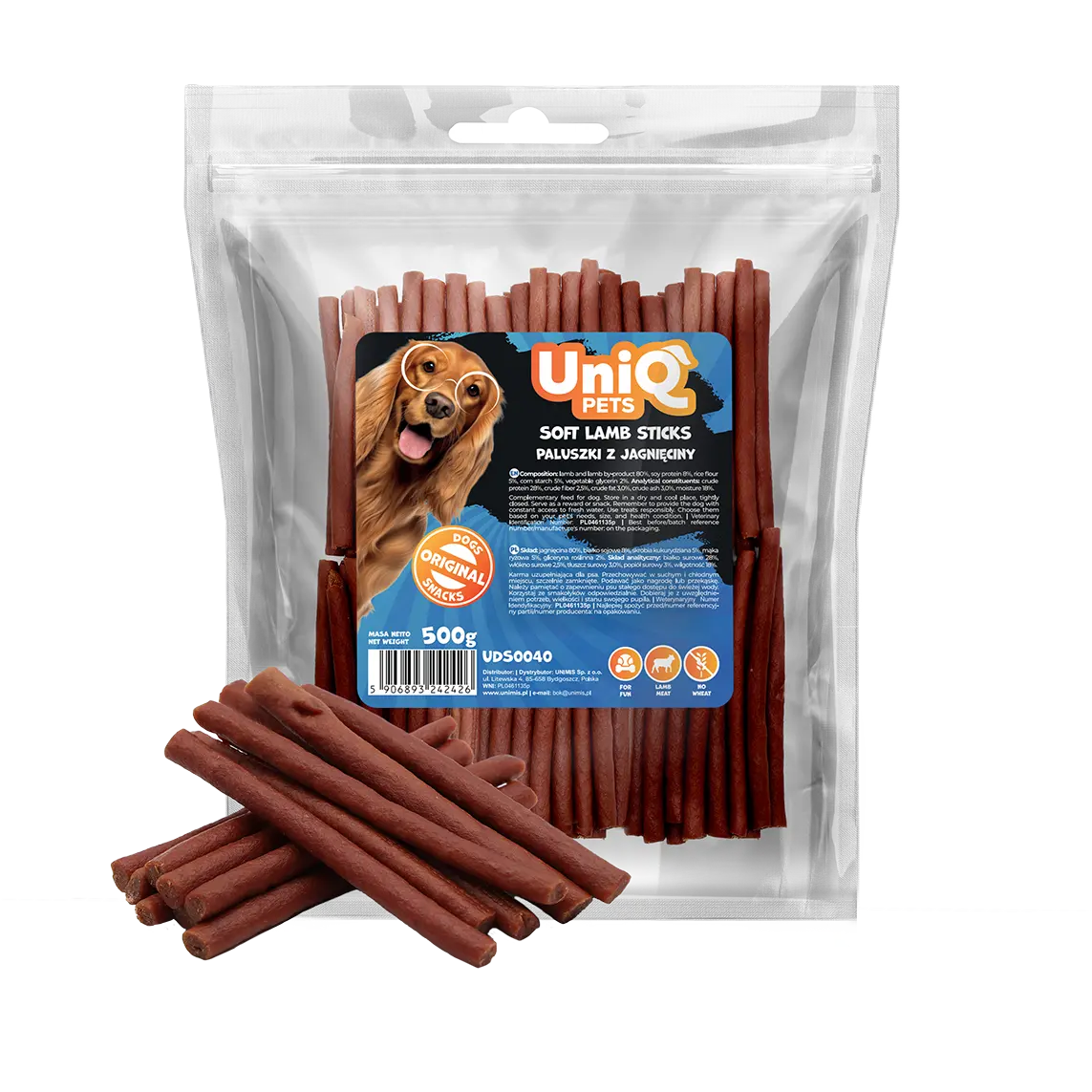 UniQ Pets – Ėrienos piršteliai, 500 g