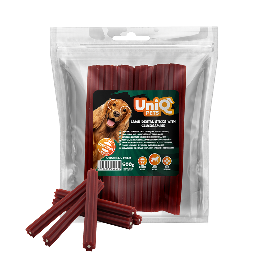UniQ Pets – Ėrienos dantų lazdelė su gliukozaminu, 20 cm, 500 g