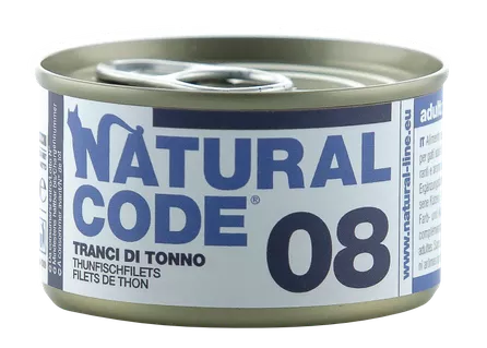 NATURAL CODE 08 tuno konservai katėms, 85 g