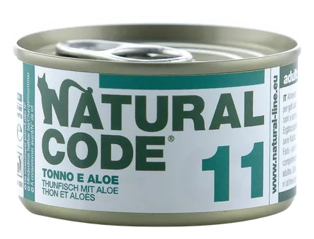 NATURAL CODE 11 tuno ir alavijo konservai katėms, 85 g