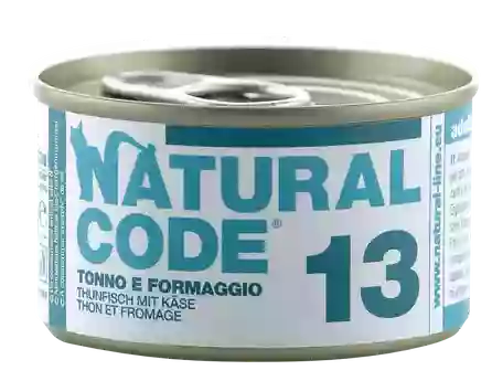 NATURAL CODE 13 tuno ir sūrio konservai katėms, 85 g