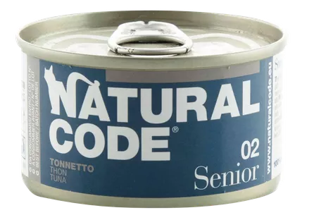 NATURAL CODE Senior 02 nuo 10 metų konservai katėms, 85 g