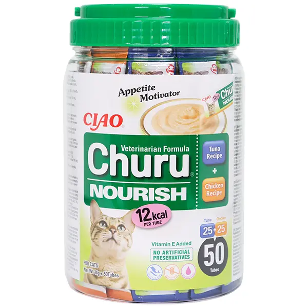 Churu funkcinis dietinis kreminis skanėstas katėms, su tunu ir vištiena 50 vnt.