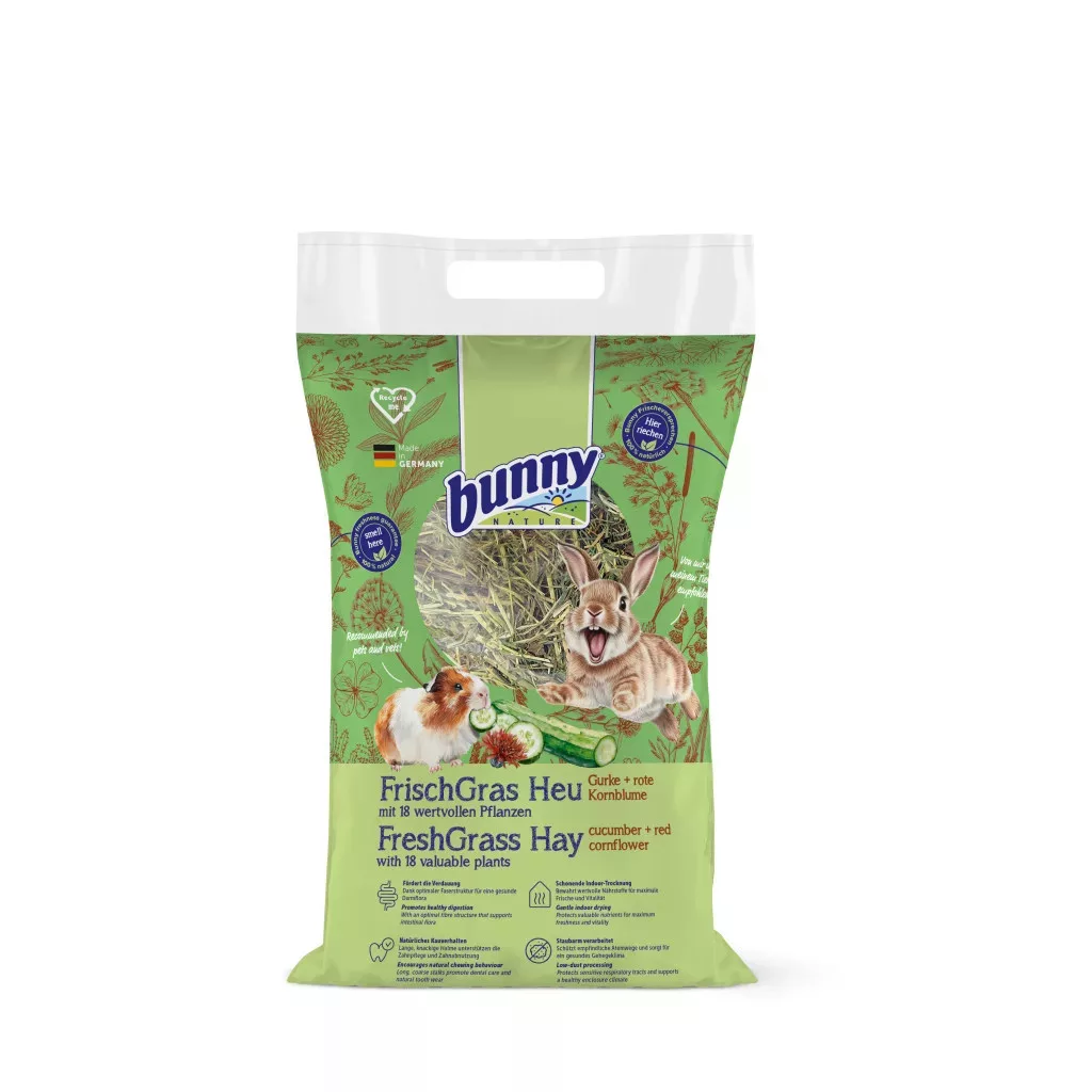 Bunny natūralių pievų šienas su agurkais ir rugiagėlių žiedais 500 g