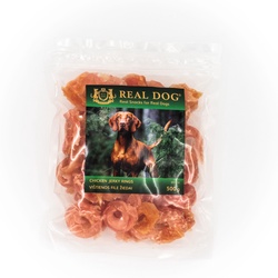 REAL DOG SNACKS Minkšti vištienos file žiedai 500g REAL DOG SNACKS Minkšti vištienos file žiedai 500g