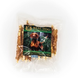 REAL DOG SNACKS Odos pagaliukai, apsukti vištiena 11cm 500g REAL DOG SNACKS Odos pagaliukai, apsukti vištiena 11cm 500g