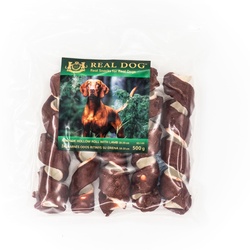REAL DOG SNACKS Žaliaminės odos spyruoklė su ėriena 18-20cm 500g REAL DOG SNACKS Žaliaminės odos spyruoklė su ėriena 18-20cm 500g