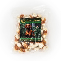 REAL DOG SNACKS Kaulas su mazgais, apsuktas vištiena 500g