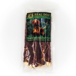 REAL DOG SNACKS Žaliaminės odos ritinys su antiena 25cm 500g REAL DOG SNACKS Žaliaminės odos ritinys su antiena 25cm 500g