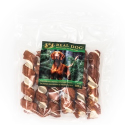 REAL DOG SNACKS Žaliaminės odos spyruoklė su triušiena 18-20cm 500g REAL DOG SNACKS Žaliaminės odos spyruoklė su triušiena 18-20cm 500g