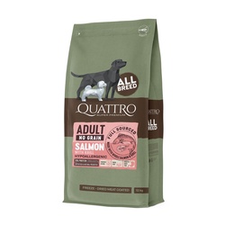 Quattro Adult All Breed Salmon begrūdis sausas maistas šunims 12kg