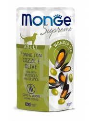 Monge SUPREME - Cat Wet Pouches Tuna with mussels and olives - Adult 80g