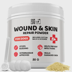 OURDOGSLIFE WOUND & SKIN REPAIR POWDER -milteliai žaizdom ir odai šunims, 50g 